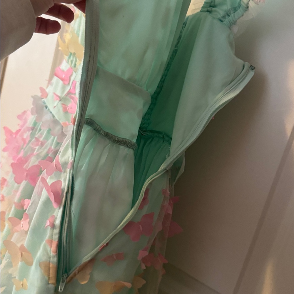 Pastel Rainbow Butterfly Dress XL fairy mesh scoop neck - Picture 6 of 10